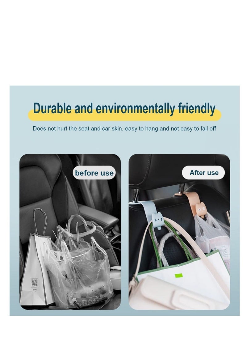 Y&D 8PCS Car Hooks, Multifunctional Vehicle Sticky Seat Headrest Holder Storage Portable Plastic Cartoon Cat Hooks  - Image 4