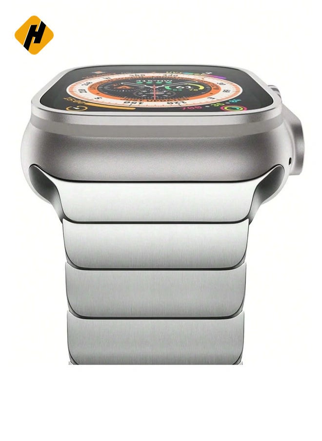 HuHa - Stainless Steel Band for Apple Watch Ultra Band  Metal Strap with Folding Clasp for Apple Watch Series 8 7 6 5 4 3 2 1 for Men (Black, 49mm 45mm 44mm 42mm) - Image 1
