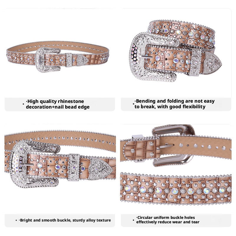 American Vintage Rhinestone Belt for Women - Image 2