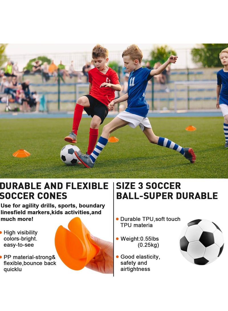Generic Kids Soccer Goals for Backyard Set, 120x90cm Soccer Nets for Backyard, Portable Pop Up Soccer Goal Training Equipment with Soccer Ball, Cones, Bag Sports for Kids Youth Toddler Games, orange - Image 5