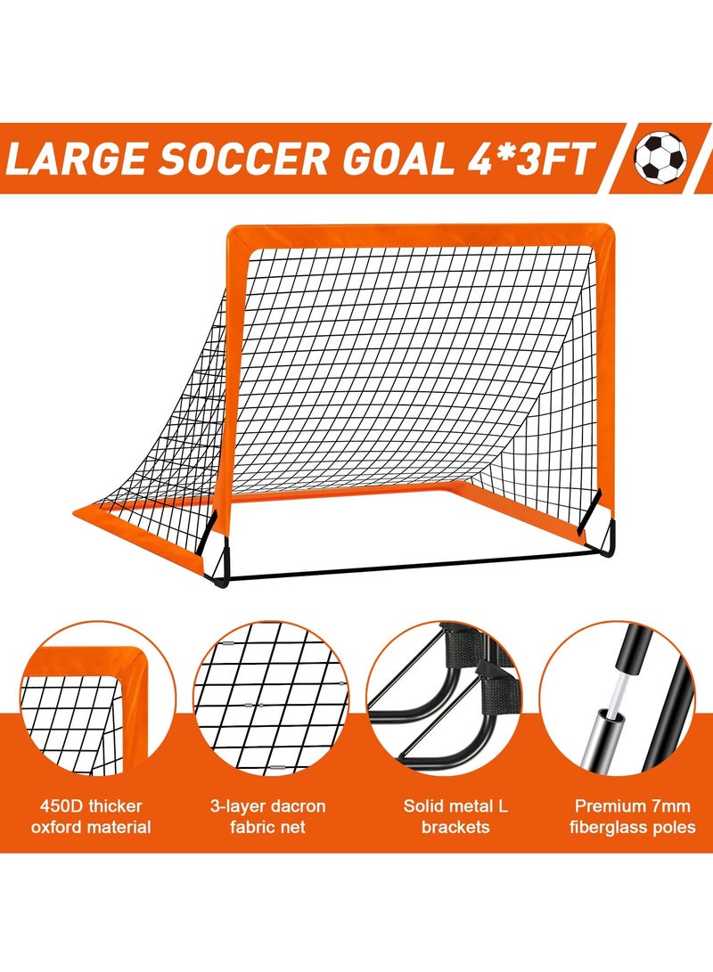 Generic Kids Soccer Goals for Backyard Set, 120x90cm Soccer Nets for Backyard, Portable Pop Up Soccer Goal Training Equipment with Soccer Ball, Cones, Bag Sports for Kids Youth Toddler Games, orange - Image 3