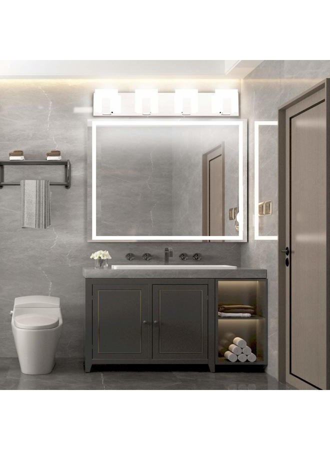 Aipsun 4 Lights Modern LED Vanity Light for Bathroom Frosted White Acrylic Chrome Up and Down Bathroom Wall Light Fixtures Over Mirror(White Light 6000K) - Image 3