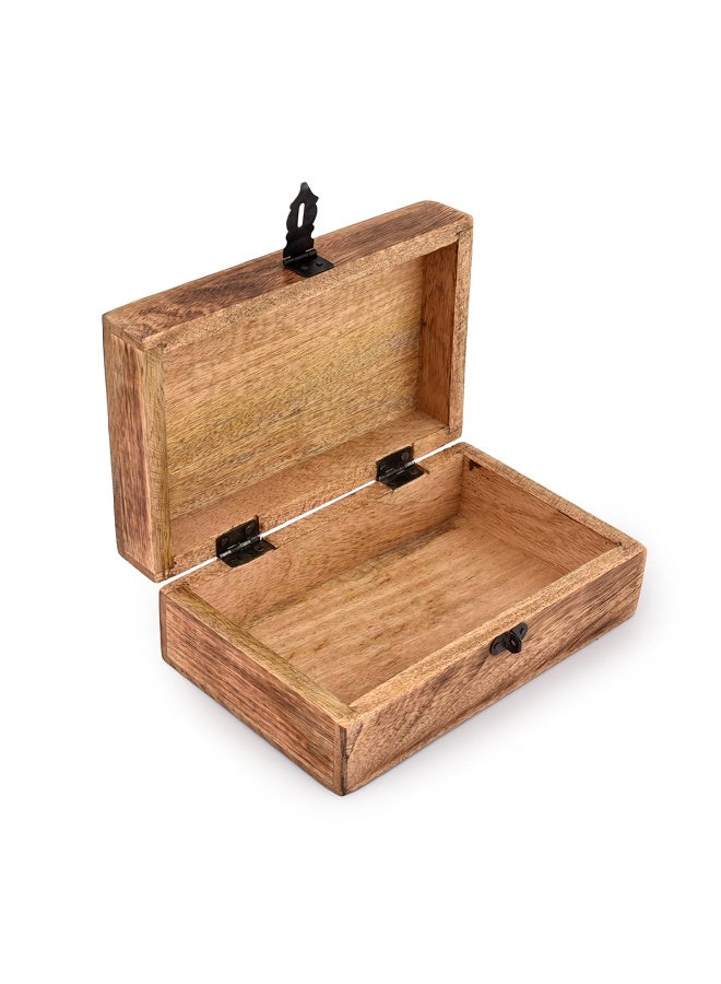 Handmade Mango Wood Tree of Life Carved Jewelry Storage Box, Flame Processed - Image 5