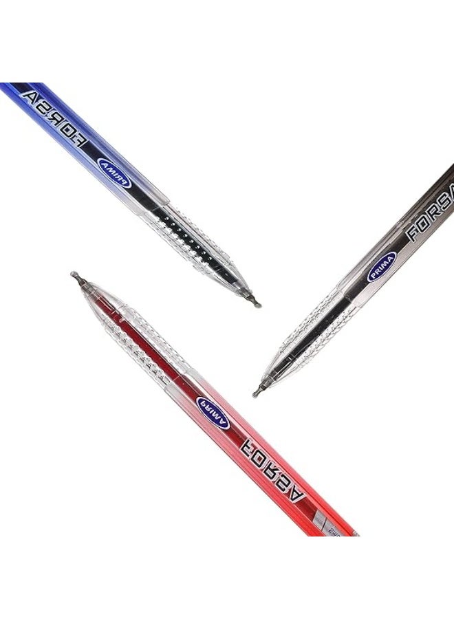 بريما مجموعة من 3 عبوات من أقلام Prima Forsa 0.7 مم (أزرق، أسود، أحمر) 30 قلمًا - Image 2