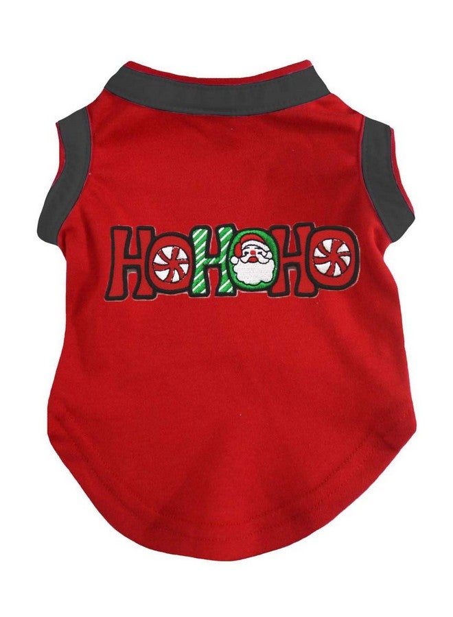 بيتيتبيلا قميص جرو كلب سانتا كلوز هوهوهو من بيتيتبيلا (أحمر/أسود، كبير) - Image 1