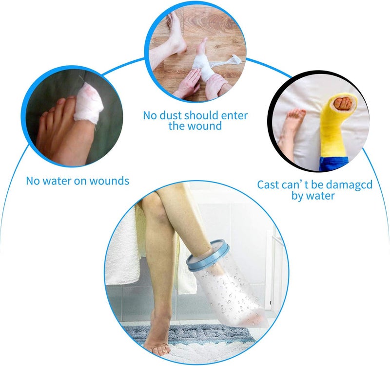 Aozzy Waterproof Foot Cast Cover for Shower Bath Watertight Cast Covers for Adult Broken Surgery Foot and Ankle Reusable - Image 3