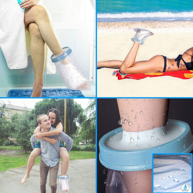 Aozzy Waterproof Foot Cast Cover for Shower Bath Watertight Cast Covers for Adult Broken Surgery Foot and Ankle Reusable - Image 2