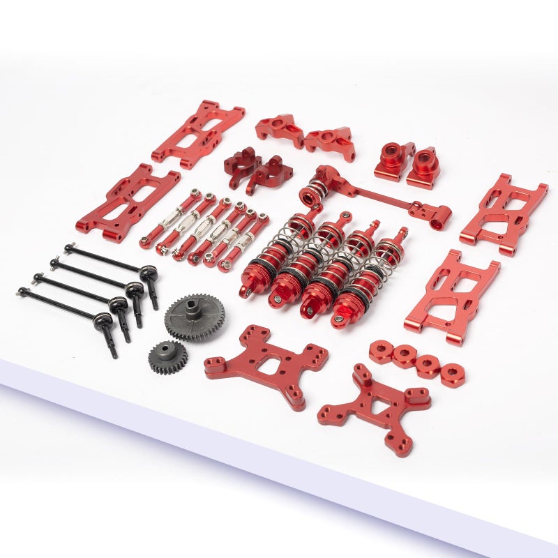 Oisunt Metal Replacement Part Kit for WLtoys 114th 112th RC Car Upgrades Spare Aluminium Accessory Set with Screws Red - Image 2