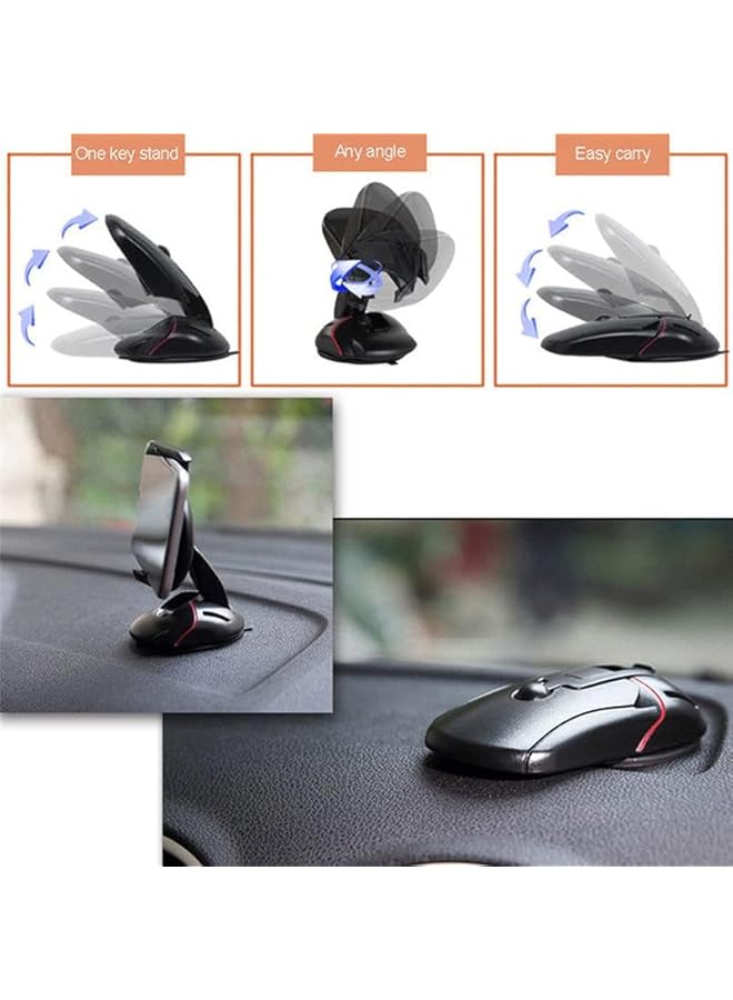 S-TOP Mobile Car phone Holder 360 Degree Adjustable Support Foldable Mount Mouse Phone Holder compatible with iPhone Samsung Huawei Xiaomi - Image 1