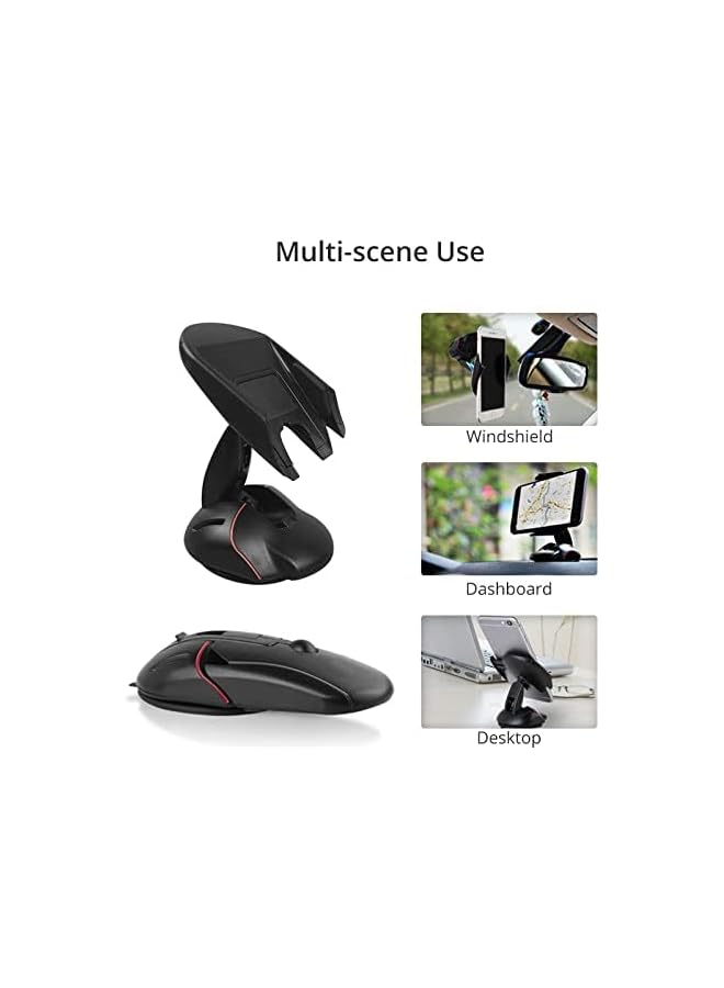 S-TOP Mobile Car phone Holder 360 Degree Adjustable Support Foldable Mount Mouse Phone Holder compatible with iPhone Samsung Huawei Xiaomi - Image 2