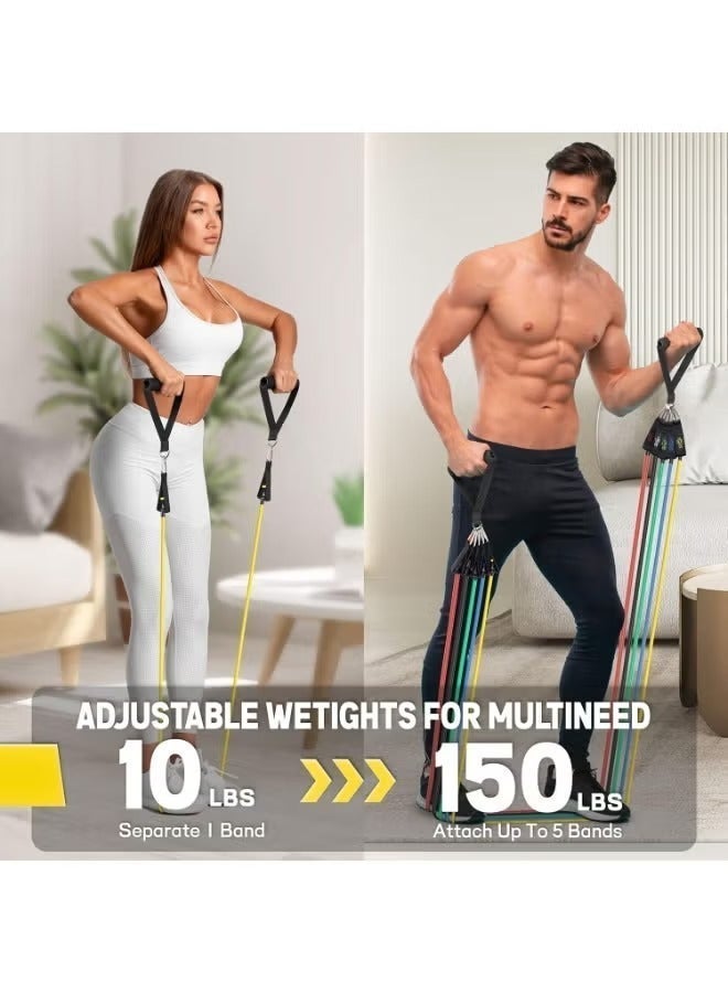 O2. 150 LBS Resistance Bands, Resistance Bands for Working Out with Handles for Men and Women, Exercising Bands for Fitness Weights Work Out at Home - Image 4