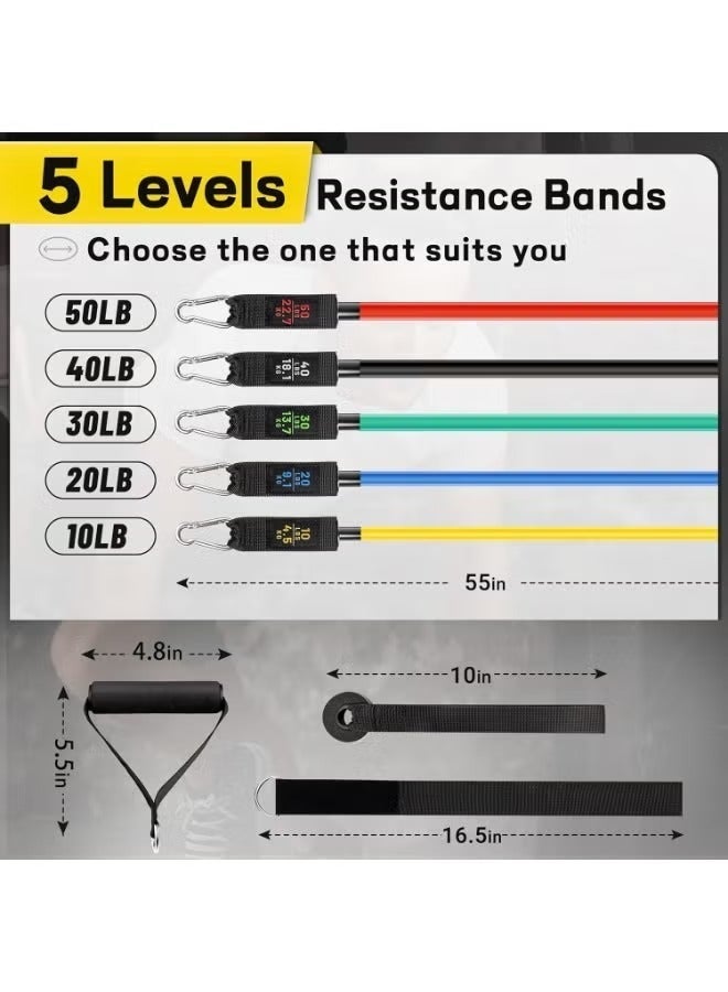 O2. 150 LBS Resistance Bands, Resistance Bands for Working Out with Handles for Men and Women, Exercising Bands for Fitness Weights Work Out at Home - Image 3