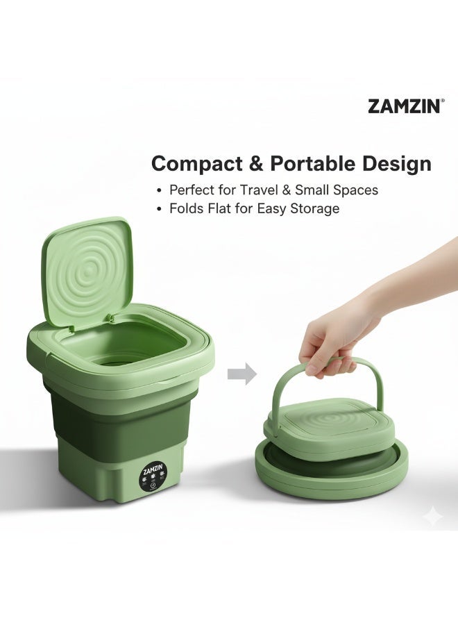 ZAMZIN Portable Folding Mini Washing Machine – 8L Travel Washer for Baby Clothes, Underwear, Socks & Small Items | Eco-Friendly, Energy Saving, Compact & Foldable Washer for Travel, Dorms, Apartments - Image 4