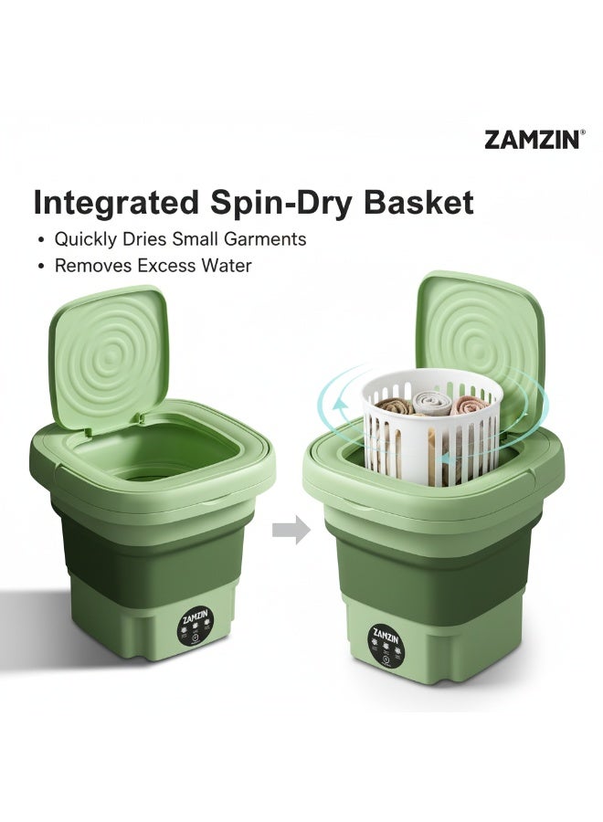 ZAMZIN Portable Folding Mini Washing Machine – 8L Travel Washer for Baby Clothes, Underwear, Socks & Small Items | Eco-Friendly, Energy Saving, Compact & Foldable Washer for Travel, Dorms, Apartments - Image 5