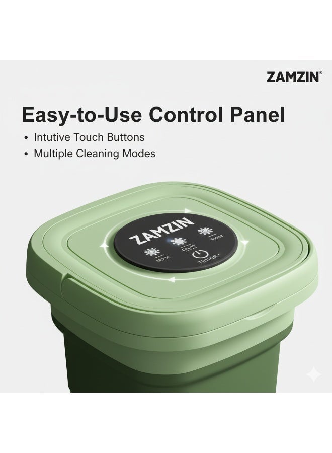 ZAMZIN Portable Folding Mini Washing Machine – 8L Travel Washer for Baby Clothes, Underwear, Socks & Small Items | Eco-Friendly, Energy Saving, Compact & Foldable Washer for Travel, Dorms, Apartments - Image 2