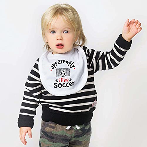 ChalkTalkSPORTS Soccer Baby & Infant Bib | Apparently, I like Soccer | Soft Microfiber Bib - Image 2