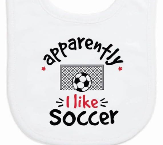 ChalkTalkSPORTS Soccer Baby & Infant Bib | Apparently, I like Soccer | Soft Microfiber Bib - Image 3