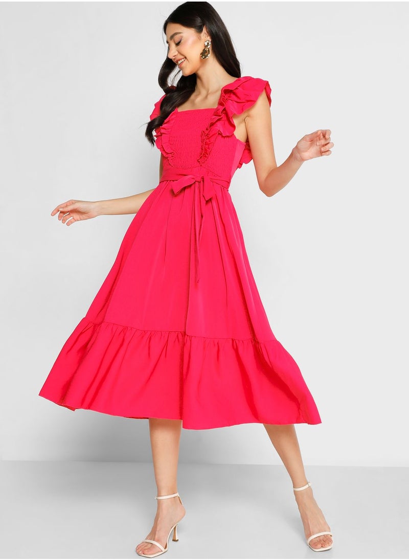 Frill Sleeve Detail Fit & Flare Dress - pzsku/ZE48B837044B3176DF56DZ/45/_/1698935240/5441dc65-c149-4f26-9e2d-51300ffc940e