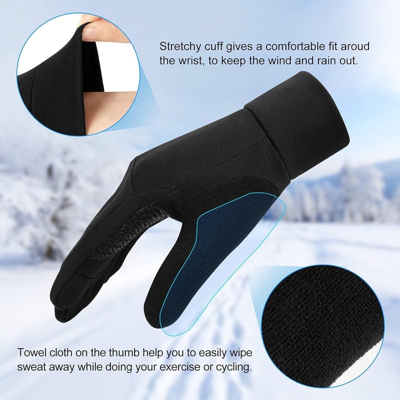Lapulas Unisex Winter Thermal Touch Screen Cycling Gloves - Lightweight Black Gloves for Outdoor Activities - Image 5