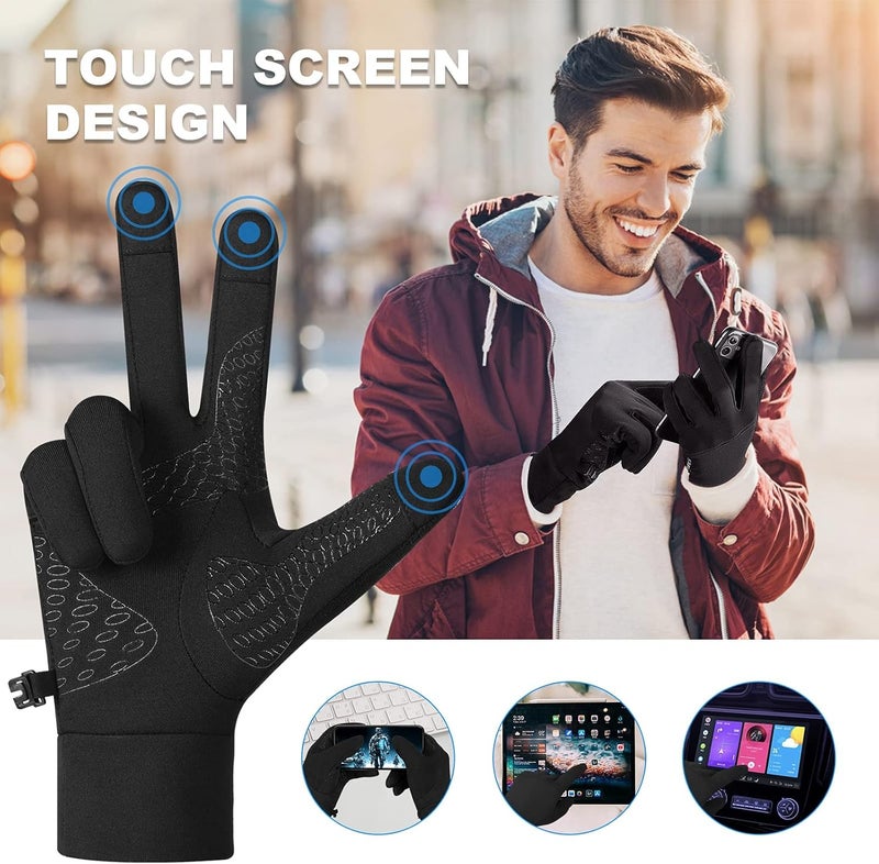 Lapulas Unisex Winter Thermal Touch Screen Cycling Gloves - Lightweight Black Gloves for Outdoor Activities - Image 3