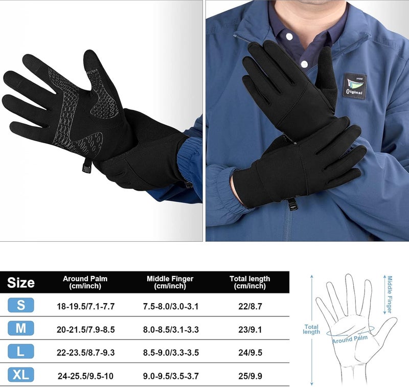 Lapulas Unisex Winter Thermal Touch Screen Cycling Gloves - Lightweight Black Gloves for Outdoor Activities - Image 2