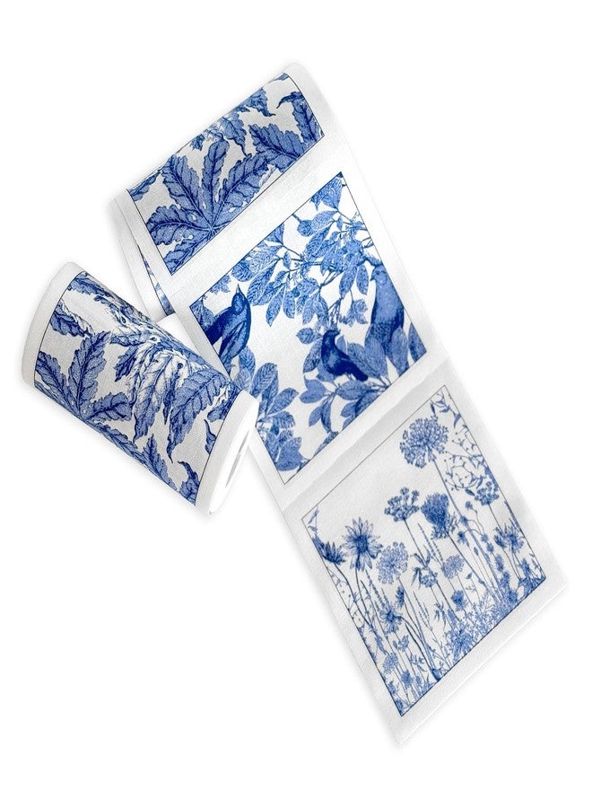 Caskata Botanicals Cocktail Napkin Roll of 50 | 100% Cotton Quick Dry Reusable | Perfect for Home, Dining, Birthday, Gifts | Blue and White, 4.5W X 4.5L - Image 1