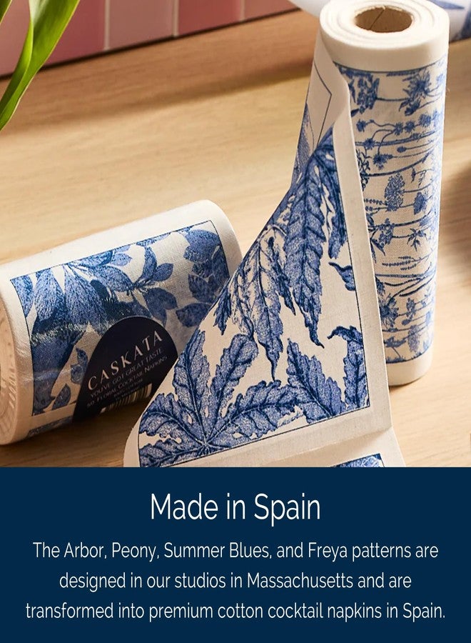 Caskata Botanicals Cocktail Napkin Roll of 50 | 100% Cotton Quick Dry Reusable | Perfect for Home, Dining, Birthday, Gifts | Blue and White, 4.5W X 4.5L - Image 5