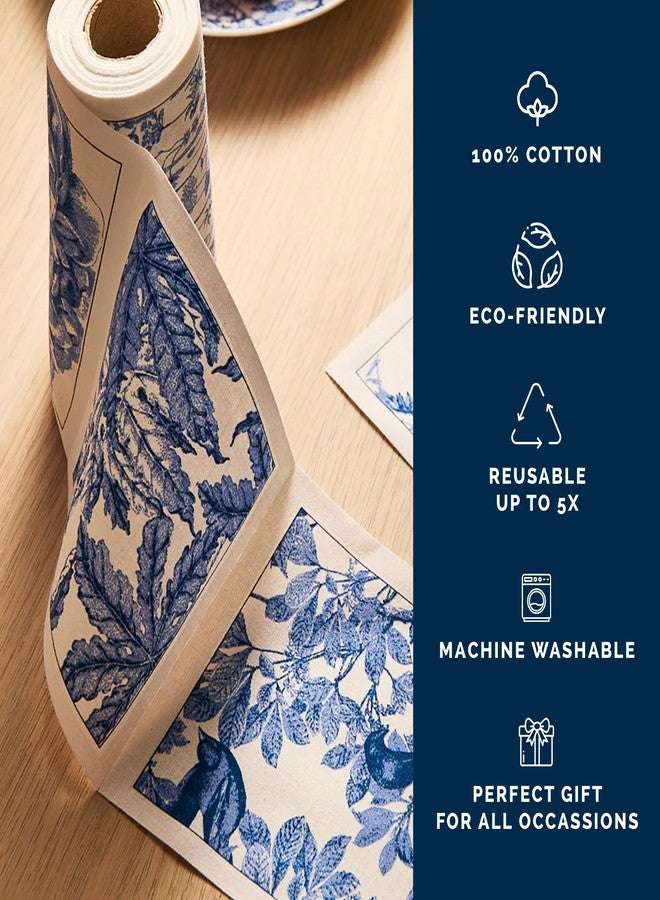 Caskata Botanicals Cocktail Napkin Roll of 50 | 100% Cotton Quick Dry Reusable | Perfect for Home, Dining, Birthday, Gifts | Blue and White, 4.5W X 4.5L - Image 3