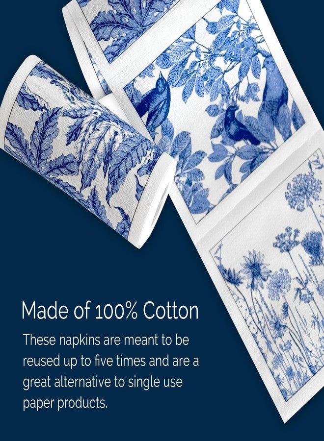 Caskata Botanicals Cocktail Napkin Roll of 50 | 100% Cotton Quick Dry Reusable | Perfect for Home, Dining, Birthday, Gifts | Blue and White, 4.5W X 4.5L - Image 4
