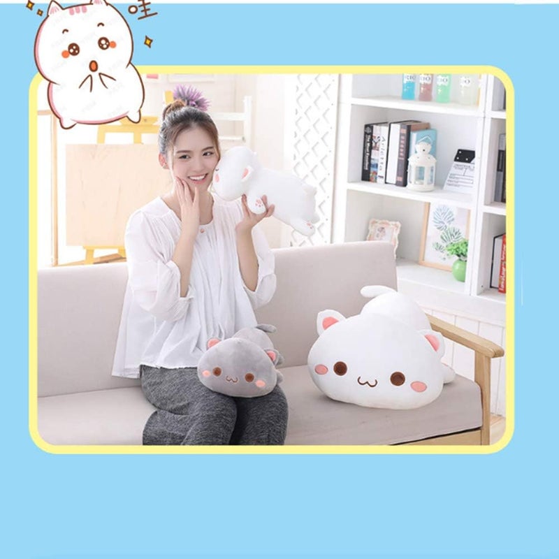 OUKEYI Cute Kitten Plush Toy Stuffed Animal Pet Kitty Soft Anime Cat Plush Pillow, Plush Cat Doll Soft Stuffed Kitten Pillow Doll Toyfor Kids (White) - Image 5