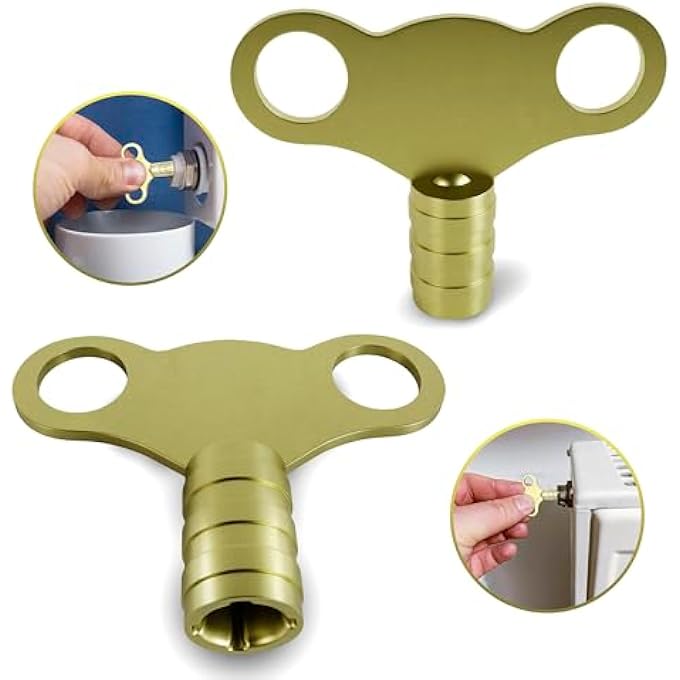 SOLID BRASS UNIVERSAL RADIATOR BLEED KEY- 2 PACK, 5MM RADIATOR KEY FOR VENTING AND BLEEDING RADIATORS- EASY TO USE, HEAVY DUTY RADIATOR PLUMBING BLEED KEY, UK RADIATOR VALVE CLOCK KEY. - Image 2