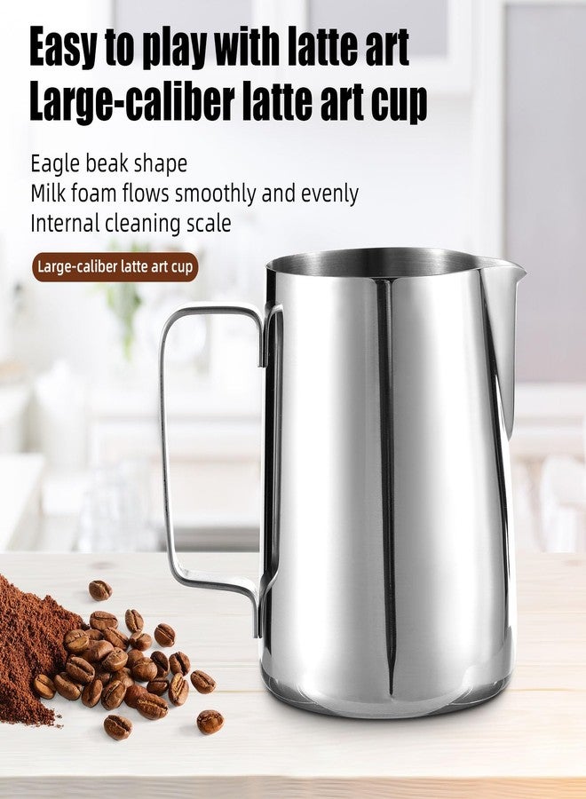 Irishom 19pcs Coffee Art Set 12oz/350ml Stainless Steel Milk Frothing Pitcher with Scale Powder Shaker Art Pen and 16pcs Coffee Decorating Stencils - Image 2