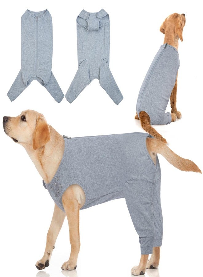 IDOMIK Dog Recovery Suit,Dog Leg Sleeve to Stop Licking Rear Legs,Thigh Wound Protective Sleeve,Male Female Pet Surgical Clothes,Doggy Surgical Suit with Pants Cover,Cone Collar Alternative,Grey,M - Image 1