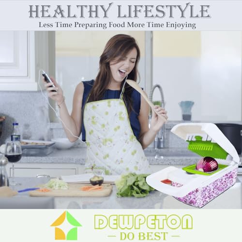 DEWPETON ديوبتون برو-سيريز 16 في 1 قاطع مانولين ودوار خضار، مفرمة خضار مع حاوية لسلطة البصل والمزيد - Image 5