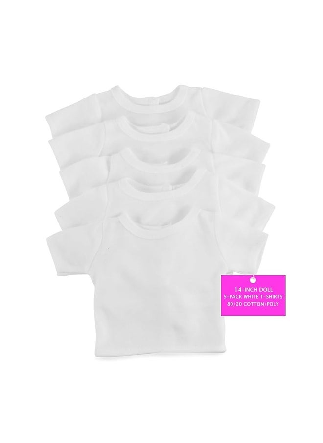Emily Rose Emily Rose Clothes Clothing 14 Inch Doll 5-PC Value Pack Plain Bright White T-Shirts Tees for Crafting Girl Kid Party Activity | Gift-Boxed! | Compatible with 14" Wellie Wishers Hard-Bodied Dolls  - Image 4