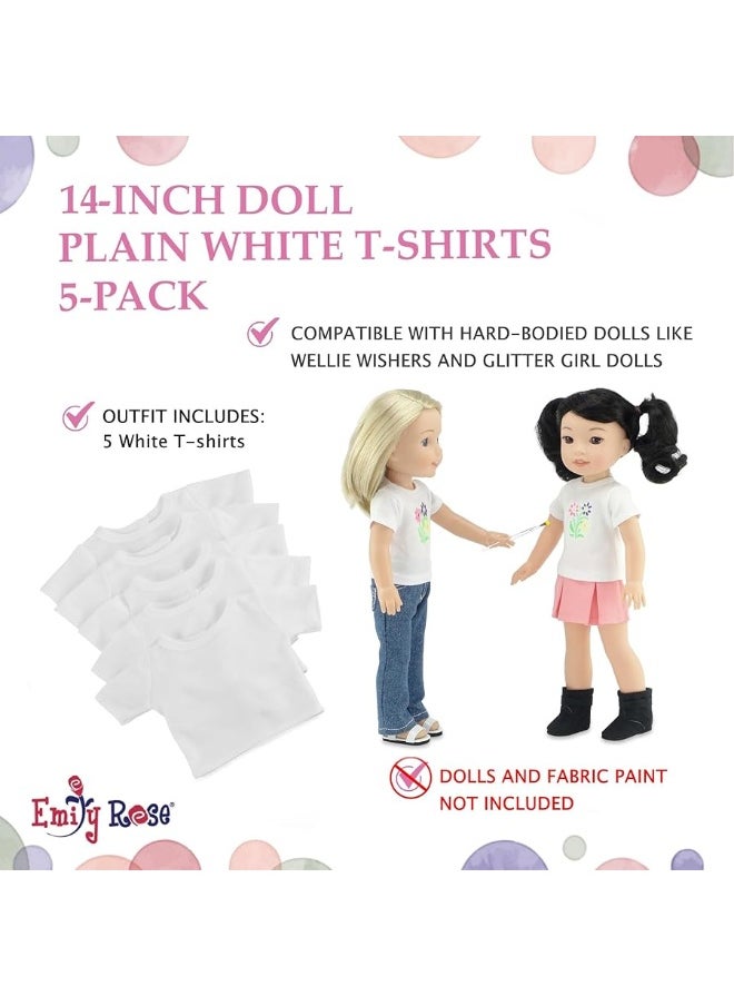 Emily Rose Emily Rose Clothes Clothing 14 Inch Doll 5-PC Value Pack Plain Bright White T-Shirts Tees for Crafting Girl Kid Party Activity | Gift-Boxed! | Compatible with 14" Wellie Wishers Hard-Bodied Dolls  - Image 3