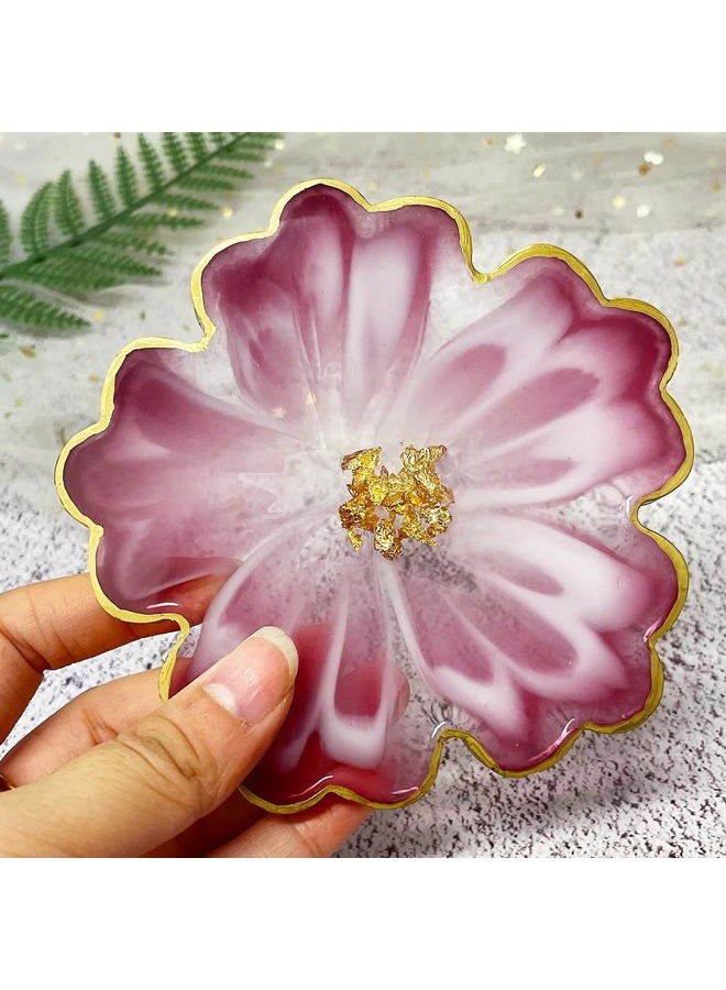 RESINWORLD Resin Tray Coaster Mold Set, 1Pc 13.5'' Large Floral Tray Mold + 4 Pack 4'' Flower Coaster Silicone Molds (No Designs on Mold) - Image 3