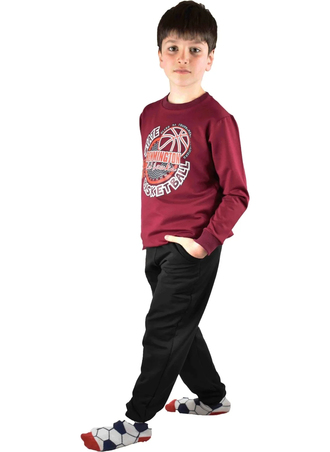 Bluence Men's Waiter Printed Claret Red Cotton Tracksuit Set
