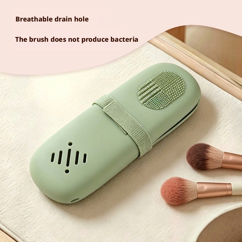 Portable Silicone Makeup Bag with Woven Strap - Image 4