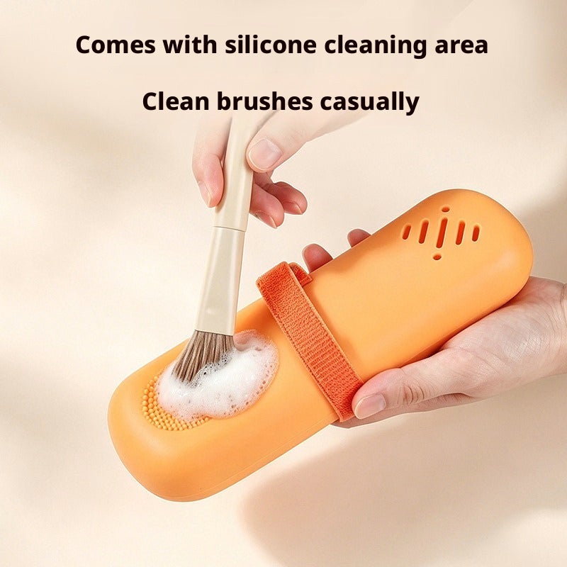 Portable Silicone Makeup Bag with Woven Strap - Image 3