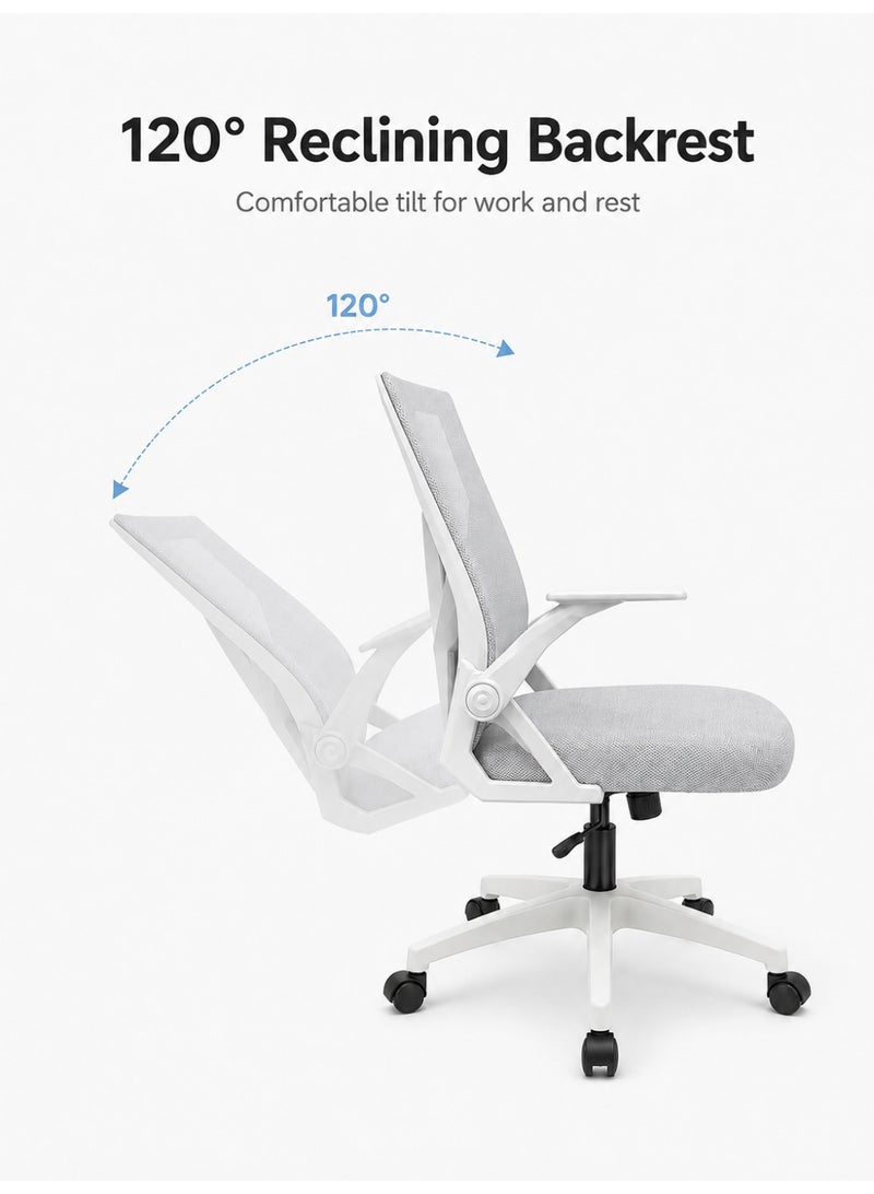 FUOE Computer chair for home use, study, long-term sitting, comfortable backrest, office, meeting, desk, bedroom chair (grey) - Image 3