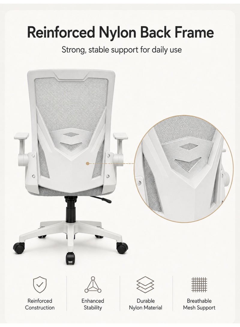 FUOE Computer chair for home use, study, long-term sitting, comfortable backrest, office, meeting, desk, bedroom chair (grey) - Image 5