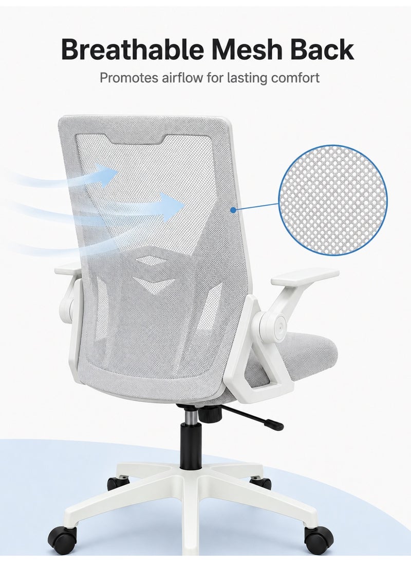 FUOE Computer chair for home use, study, long-term sitting, comfortable backrest, office, meeting, desk, bedroom chair (grey) - Image 4
