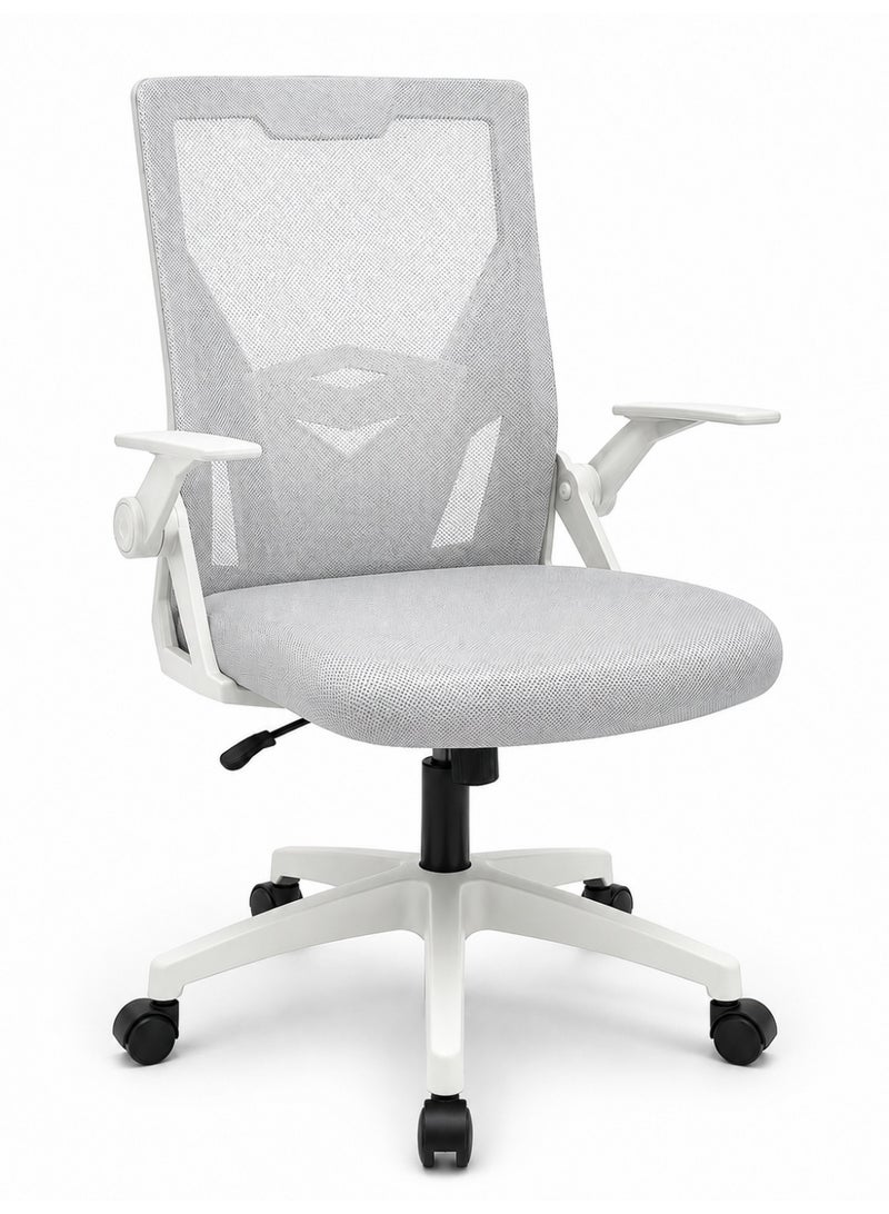 FUOE Computer chair for home use, study, long-term sitting, comfortable backrest, office, meeting, desk, bedroom chair (grey) - Image 1