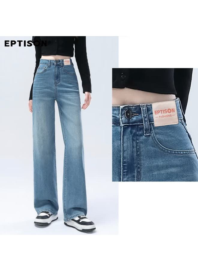 EPTISON Yipintiancheng Narrow Wide-leg Vintage Washed Loose High-waist Straight-leg Jeans For Women Autumn - Image 5