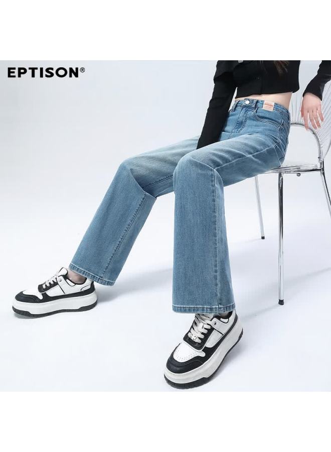 EPTISON Yipintiancheng Narrow Wide-leg Vintage Washed Loose High-waist Straight-leg Jeans For Women Autumn - Image 1