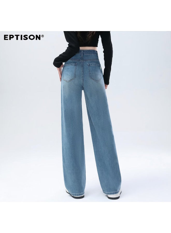 EPTISON Yipintiancheng Narrow Wide-leg Vintage Washed Loose High-waist Straight-leg Jeans For Women Autumn - Image 4
