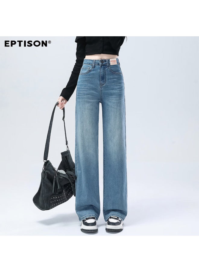EPTISON Yipintiancheng Narrow Wide-leg Vintage Washed Loose High-waist Straight-leg Jeans For Women Autumn - Image 2