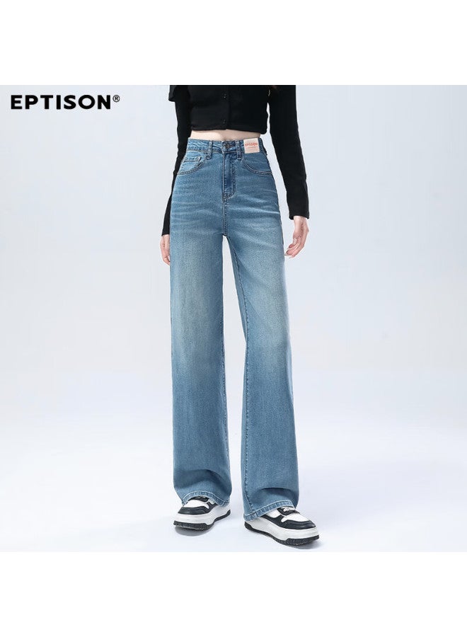 EPTISON Yipintiancheng Narrow Wide-leg Vintage Washed Loose High-waist Straight-leg Jeans For Women Autumn - Image 3