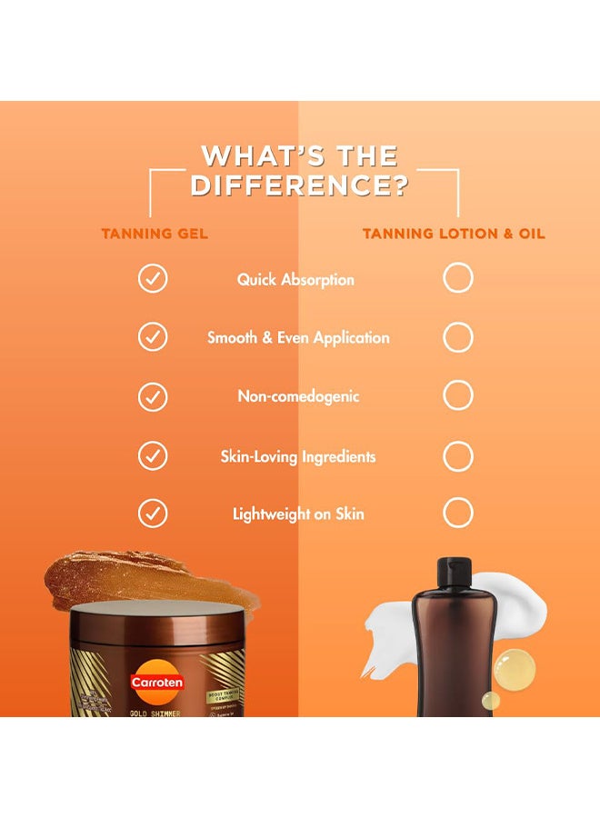 Carroten Gold Shimmer Intensive Tanning Gel SPF0, Browning Tan Accelerator, Non-Greasy, Water-Resistant With Carrot And Coconut Oil, Vitamin A & E For Moisture & Hydration, 150 ml / 5 oz - Image 3
